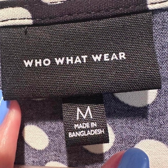 Who What Wear Black White Polka Dot Dress Ruffle Size Medium - Picture 3 of 8